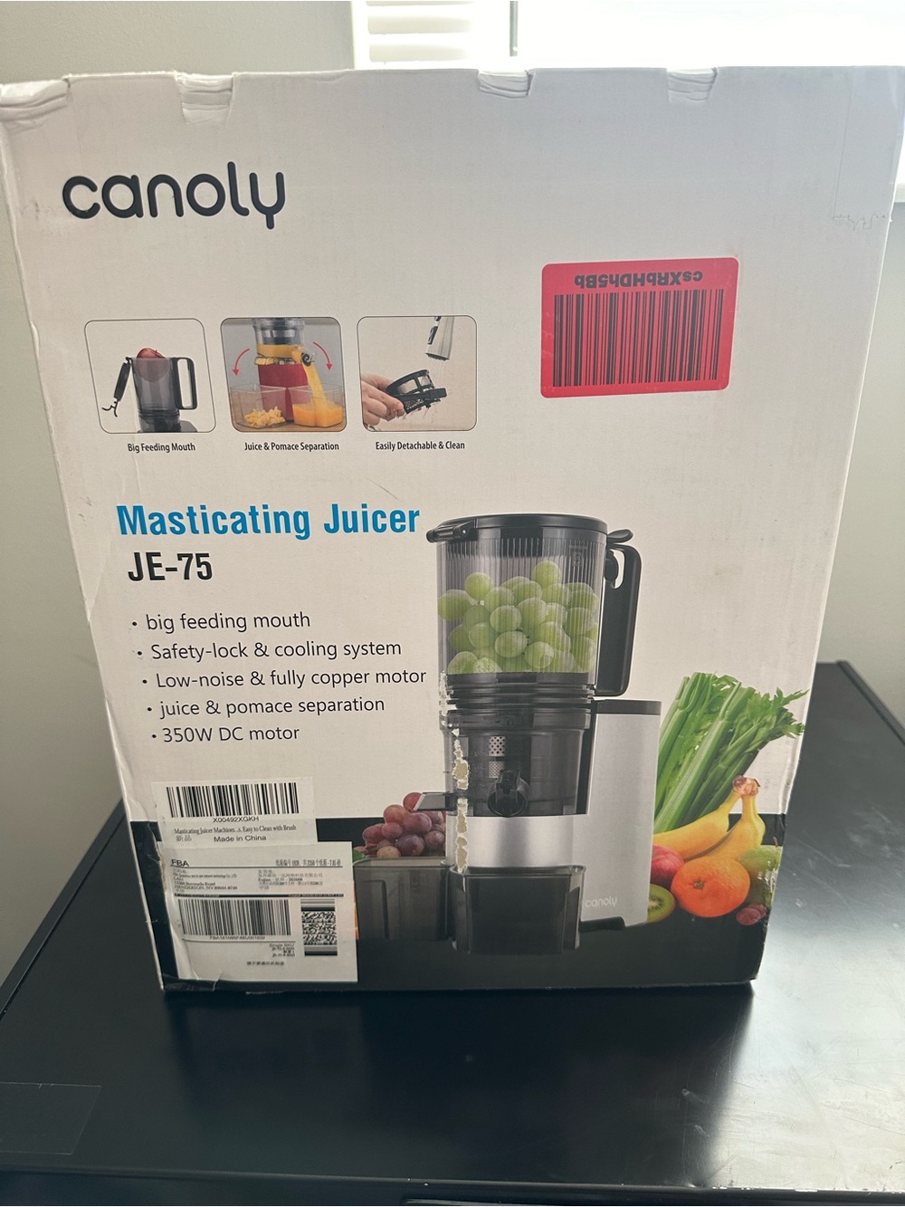 Canoly JE-75 Masticating Juicer in Black & Silver
